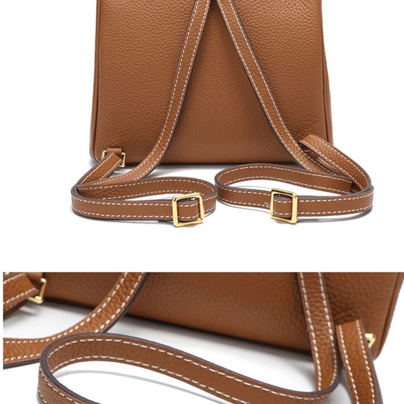 New Camel High Quality Genuine Leather Backpack Shoulder Bag Rucksack Travel - Picture 6 of 16